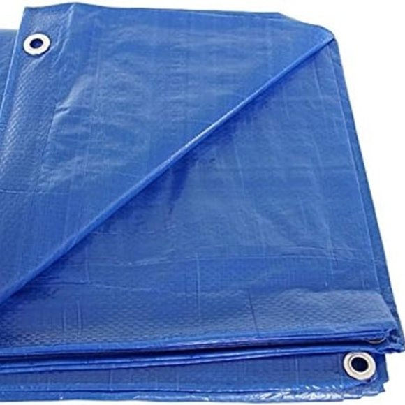 P-LINE Large Blue Tarp Cover –for Secured Tie-Down – 5mil Thick (30ft x 40ft)